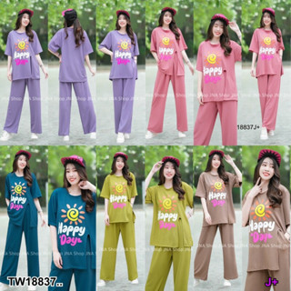 TW18837 Set 2 ชิ้น เสื้อแขนสั้น ทรง+กางเกงขายาว