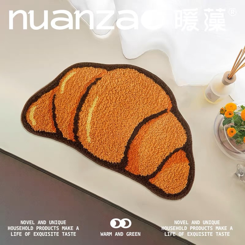 พร้อมส่ง🥐 พรม Croissant ครัวซอง minimal พรมขนนุ่มนิ่ม พรมน่ารัก พรมปูพื้น พรมเช็ดเท้า พรมแต่งห้อง มินิมอล 44027