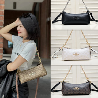 🎄พร้อมส่ง🌟COACH CHARLOTTE กระเป๋าสะพายไหล่แฟชั่นสุภาพสตรี, กระเป๋าโซ่ CL405