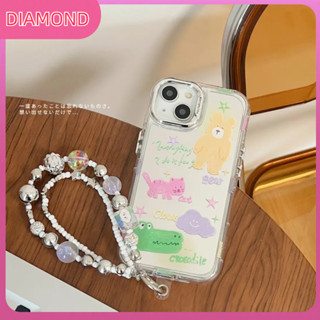 💲คูปองเคลม💲เคสไอโ case for iphone 11 12 จระเข้แมวสีกับโซ่ เคส 14 13 12 11 pro max ป้องกันกระจกเต็ม เรียบง่ายและทนทาน