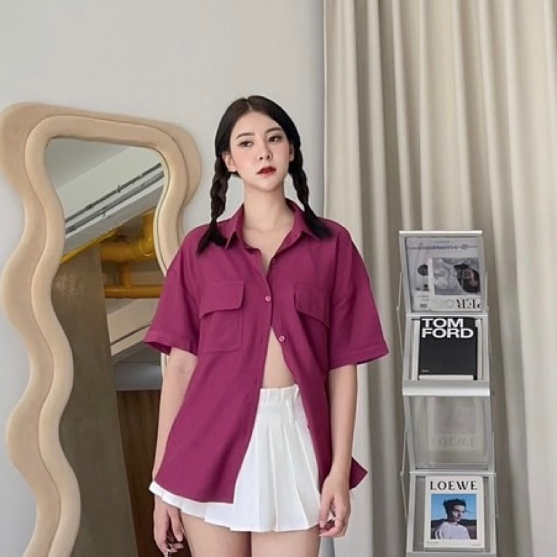 21.เชิ้ตแต่งกระเป๋า สีสันสดใส ผ้าซิลด์เกาหลีนิ่มมาก wanwan clothing