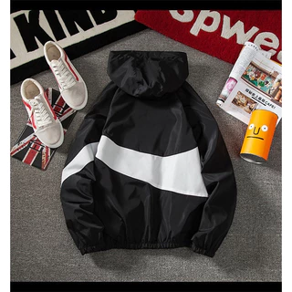 Se7en shop เสื้อคลุมกันแดดผู้ชาย แขนยาว สไตล์เกาหลี กันแดด กันลม มีฮู้ด แถบด้านข้างขอ M5100#