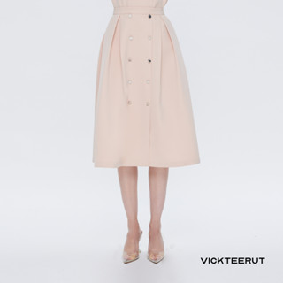 VICKTEERUT Re-Edition  Flare Skirt with Button Detail กระโปรงบาน ตกแต่งกระดุม