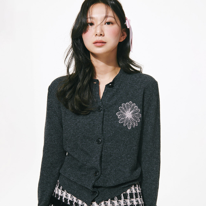 Mardi Mercredi Cotton / Cashmere Cardigan Round Neck / Cashmere Blended / Raccoon V Neck / Top Short Sleeve