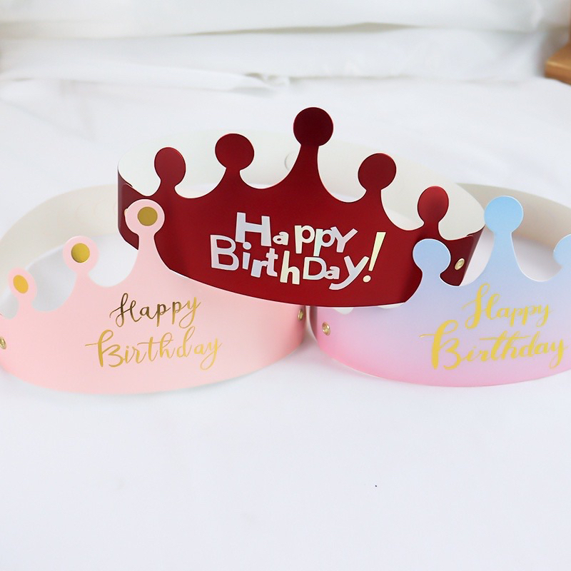 พร้อมส่งจากไทย มงกุฎกระดาษ happy birthday มงกุฏเจ้าหญิง มงกุฎวันเกิด เด็ก ผู้ใหญ่ ใส่ได้ งานวันเกิด งานปาร์ตี้