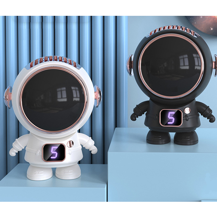 พัดลมคล้องคอนักบินอวกาศ ชาร์จ USB พลังเทอร์โบ แรงลมแรง ปรับลมได้3-5ระดับ