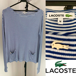 เสื้อ Lacoste Drop Sholder ลายทางสีฟ้าขาว ผ้านุ่มมากๆ Size M A46