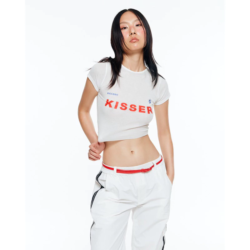 Piccoro - Team KISSER Baby Tee เสื้อยืดผ้าบางสกรีนคำ
