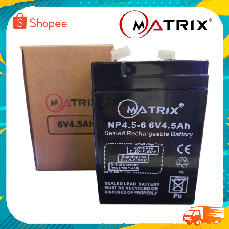 MATRIX Battery 6v 4.5Ah / 6v 5Ah แบตเตอรี่สำรอง แบตเตอรี่ทดแทนสำหรับรถเด็กเล่น แบตเตอรี่แห้ง