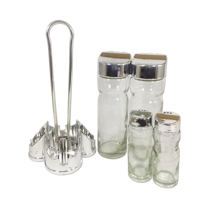 ชุดขวดเครื่องปรุง 4PCS SPICE RACK SET 4 ชิ้น ที่ใส่เครื่องปรุงในครัว ขวดแก้วใส่น้ำมัน ใส่น้ำปลา T052