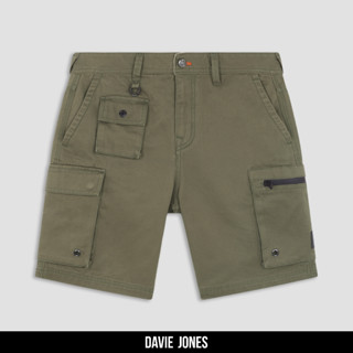 DAVIE JONES กางเกงขาสั้น ผู้ชาย ผ้าพื้น สีเขียว Plain Shorts in green SP0003GR BR