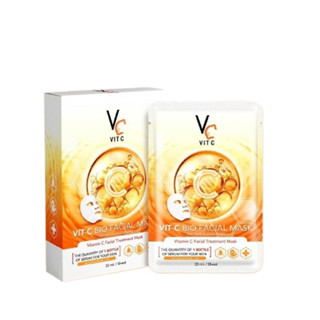(ยกกล่อง/6ซอง) Ratcha Vit C Bio Facial Mask. รัชชา วิตซี ไบโอ เฟเชียล มาส์ก. หน้ากระจ่างใส