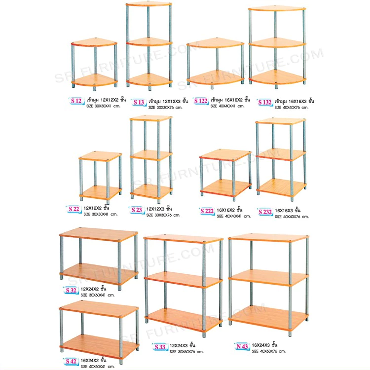 ชั้นวางของ 2ชั้น และ 3 ชั้น วางไมโครเวฟ วางของในครัว วางทีวี โต๊ะข้างเตียง วางโทรศัพท์ ชั้นไม้ขาเหล็ก ถอดได้