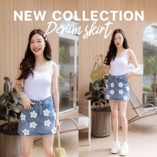 Denim Skirt Flowers (กระโปรงยีนส์แต่งดอกไม้ #5751)