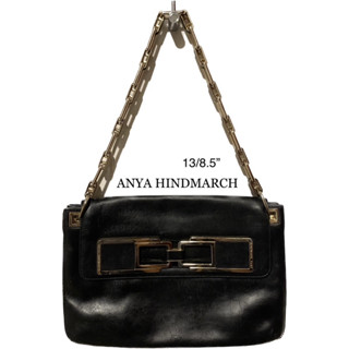 ANYA HINDMARCH🎀 London (13/8.5”) หนังดำสายโซ่คล่องไหล่