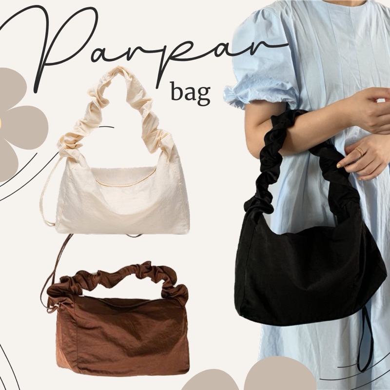 พร้อมส่ง Parpar bag กระเป๋าผ้าสายหูรูด ปรับสายได้