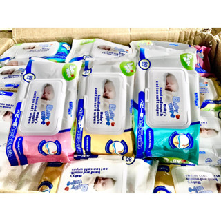 🔥พร้อมส่ง🔥 ใหม่ล่าสุด ทิชชู่เปียก 80 แผ่น กระดาษเปียก Baby Wipes กระดาษทิชชู่เปียก สูตรน้ำบริสุทธิ์ ผ้านุ่มชุ่มชื้น