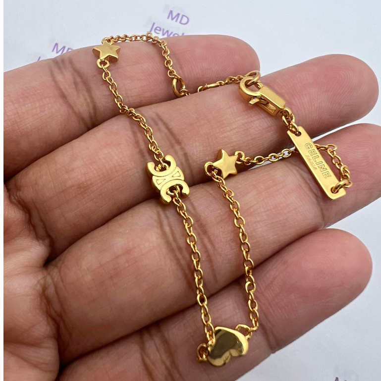 สร้อยข้อมือ Cลีน ออริ ทองเหลือง ไม่แพ้ ไม่ลอก ไม่คัน พร้อมส่ง ชุบอิออนสูญญากาศ ทองแท้