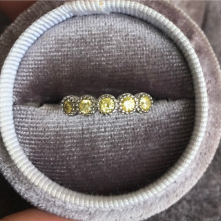 [พร้อมส่ง]แหวน เพชรCZ สีเหลืองอ่อ ชุปเงินเเท้92.5%Yellow diamond imitation silver plating ring free size adjustable ring