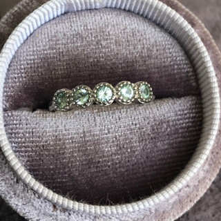 [พร้อมส่ง]แหวน  นาโนสีเขียวมิ้นท์  พลอยเทียม ชุปเงินเเท้92.5% mint green nano silver plating ring free size adjustable