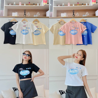 เสื้อครอปพอดีตัวทรงสลิม ลายท้องฟ้า☁️