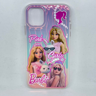 Mermaid Case Hologram ลายบาร์บี้ ขอบเหลี่ยมทุกรุ่น ปุ่มเงิน