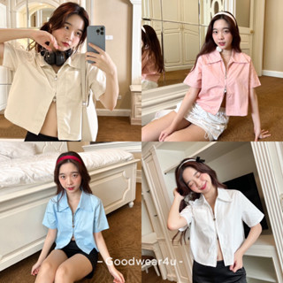 Goodwear4u | เสื้อเชิ้ตทรงครอปดีเทลหัวใจรูดซิปตรงกลาง