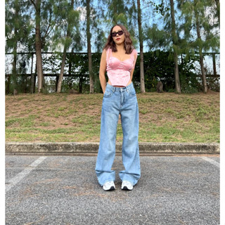 การเกงกระบอกใหญ่สีเฟดองานป้าย ทรงสีสวยมาก ขายาวมีเอวถึง36นิ้ว #เฟดกลาง001