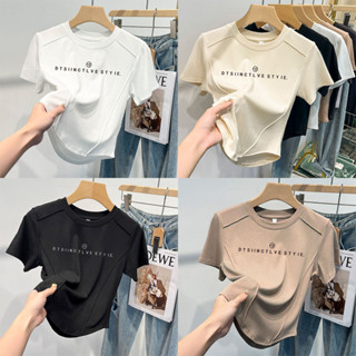 KKS⭐️พร้อมส่ง⭐️เสื้อยืดสีขาวผู้หญิง แขนสั้น คอกลม y2k เรียบๆ เซ็กซี่ เกาหลี สําหรับผู้หญิง ใส่ไปคลับ ปาร์ต #28358