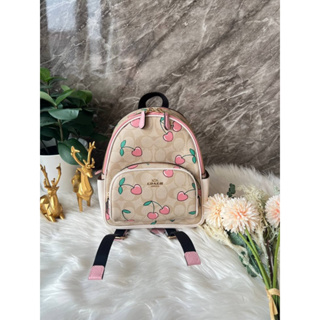 Mini Court Backpack In Signature Canvas With Heart Cherry Print มีเข้ามาน้อย