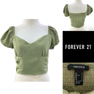 Used ส่งต่อ เสื้อครอป forever21 สีเขียว 23/309