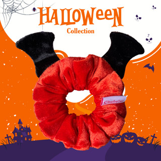 Pumpkin Bat Halloween Scrunchie ยางรัดผม ฮาโลวีน ผ้ากำมะหยี่ ยางมัดผม แฟชั่น