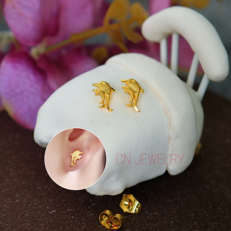 [⚡️ลดเพิ่ม 30% เก็บโค้ดหน้าร้าน] 1คู่ ต่างหูโลมา (วัสดุอย่างดี ไม่ลอกดำ แพ้ง่ายใส่ได้) CN Jewelry