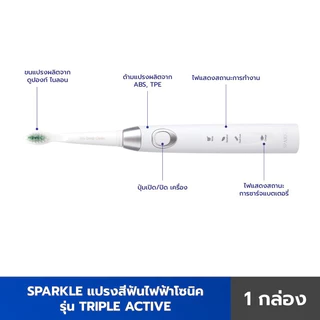 SPARKLE Sonic แปรงสีฟันไฟฟ้า 3 โหมด รุ่น Triple Active SK0373 สปาร์คเคิล แปรง แปรงขนนุ่ม ฟันเหลือง