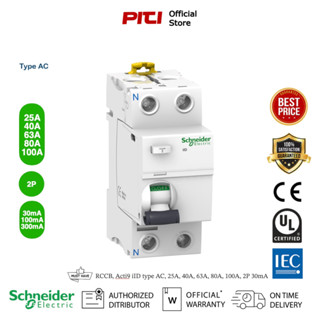 Schneider RCCB, Acti9 iID type AC, 25A, 40A, 63A, 80A, 100A, 2P (30mA,100mA, 300mA)