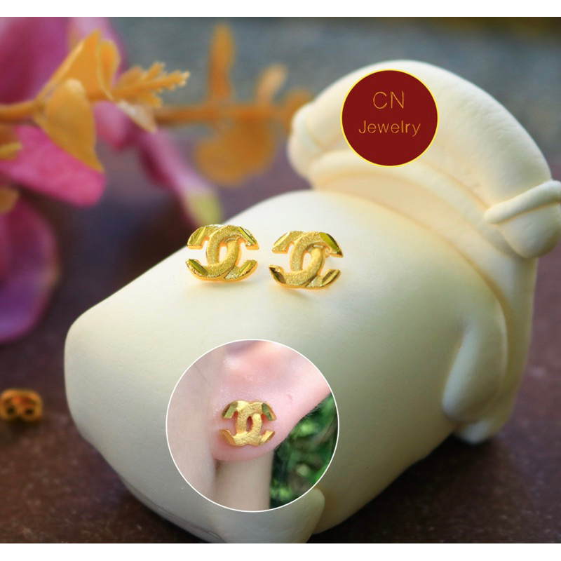 [ ลดเพิ่ม 30% เก็บโค้ดหน้าร้าน] 1คู่ ต่างหู CC (วัสดุอย่างดี ไม่ลอกดำ แพ้ง่ายใส่ได้) CN Jewelry