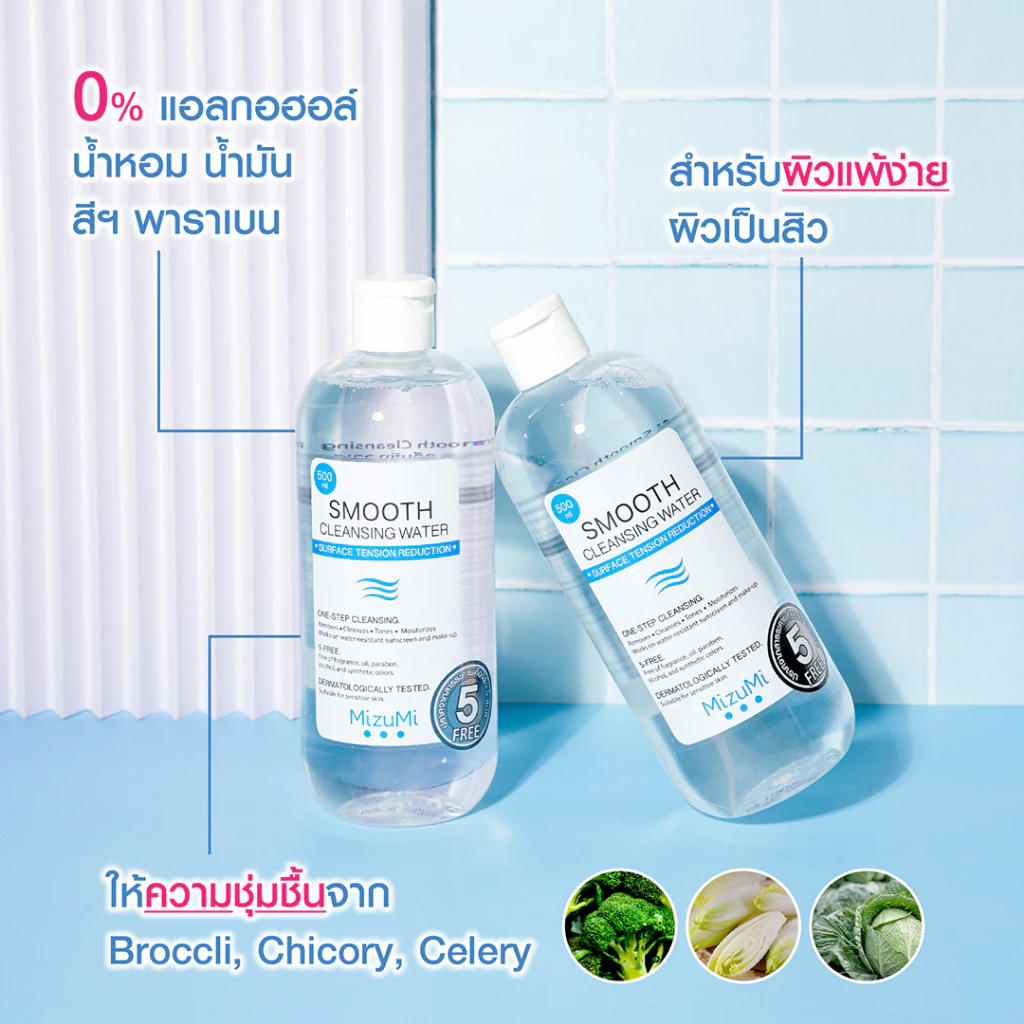 MizuMi Smooth Cleansing Water 500ml คลีนซิ่งวอเตอร์ สลายเมคอัพ สัมผัสนุ่มลื่น ลดการก่อริ้วรอย ผิวเป็นสิว แพ้ง่าย thumbnail 6