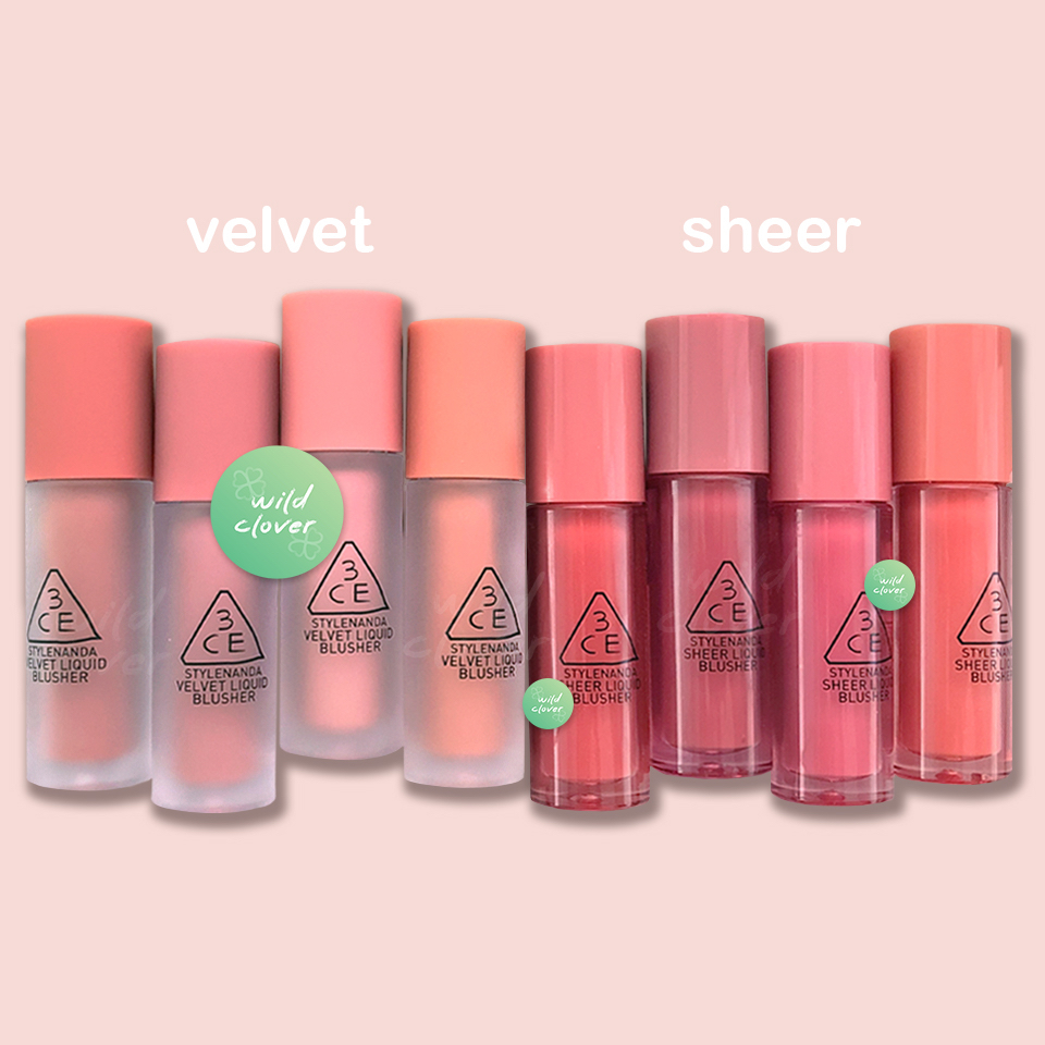 🍀 3CE : แท้สแกนได้ exp.2027 velvet & sheer liquid blusher : side piece joyful affair like that