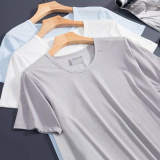 AIRslim® Lux T-Shirt เสื้อแขนสั้น คอกลม ผู้ชาย ผ้า Ice Silk ลายนูน (Ribbed) สัมผัสเรียบลื่น เย็น ระบายอากาศ ยืดหยุ่นสูง