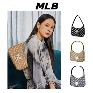 MLB กระเป๋า พร้อมส่ง ของแท้100% กระเป๋าMLB MONOGRAM EMBOSSED HOBO BAG กระเป๋าถือNY