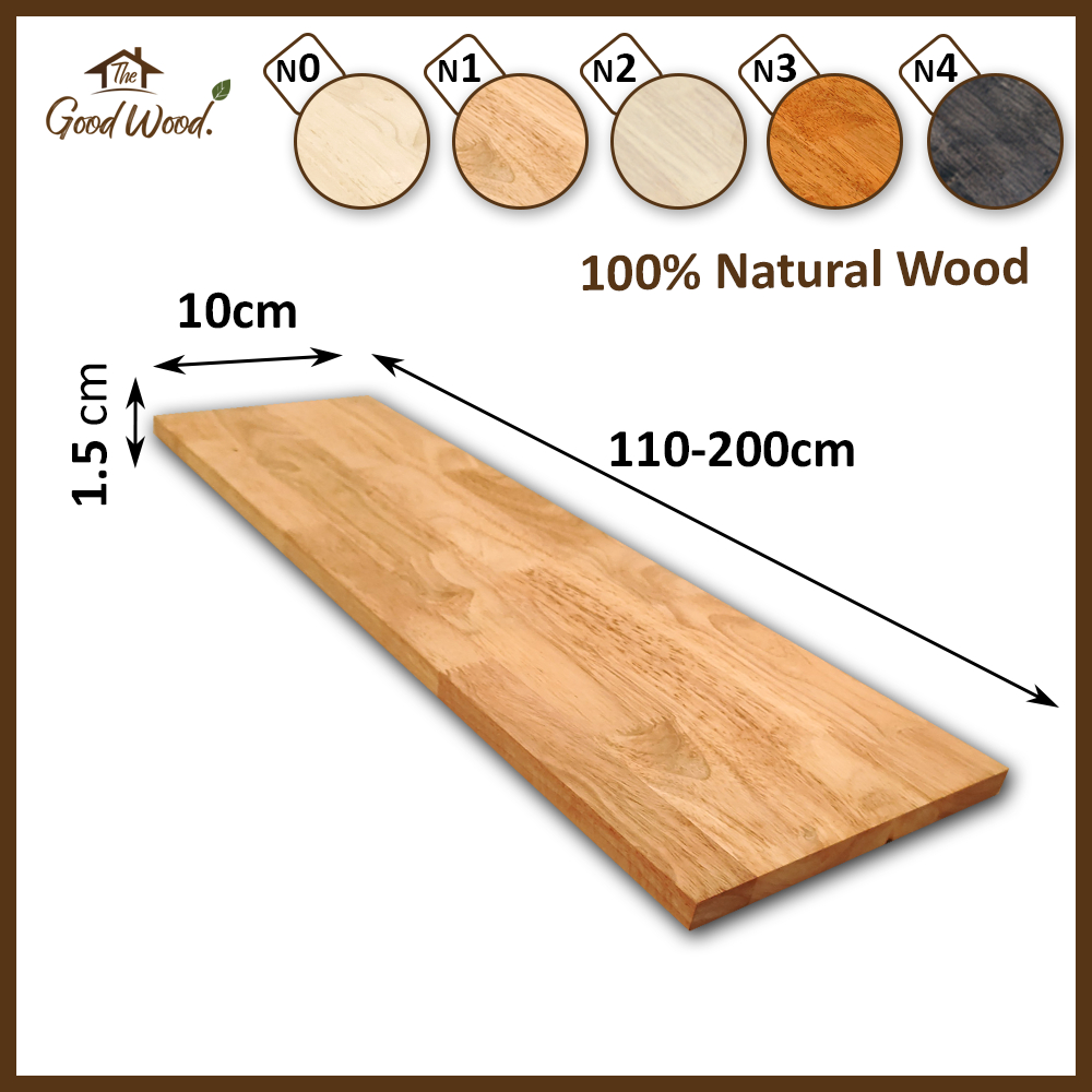 (จัดส่ง 1-2 วัน) ชั้นวางของ ไม้พารา 15mm.กว้าง 10 cm. x ยาว 110-200 cm. AC ต่อฟันปลา ชั้นวางของ วางหนังสือ งานไม้DIY.