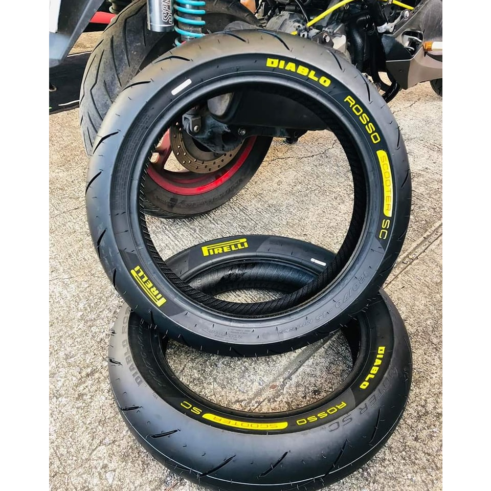ยาง pirelli diablo rosso scooter sc สำหรับ Forza300-350 - xmax300 PCX160 GIORNO+ MONKEY125 MSX125 ป้ายเหลือง