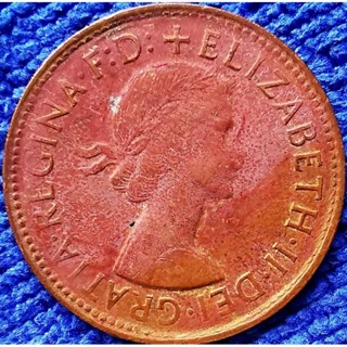 เหรียญ​ออสเตรเลีย​ Australia, 1/2 Penny, (ยุค​ Elizabeth II)​, ใช้แล้ว, #​1747