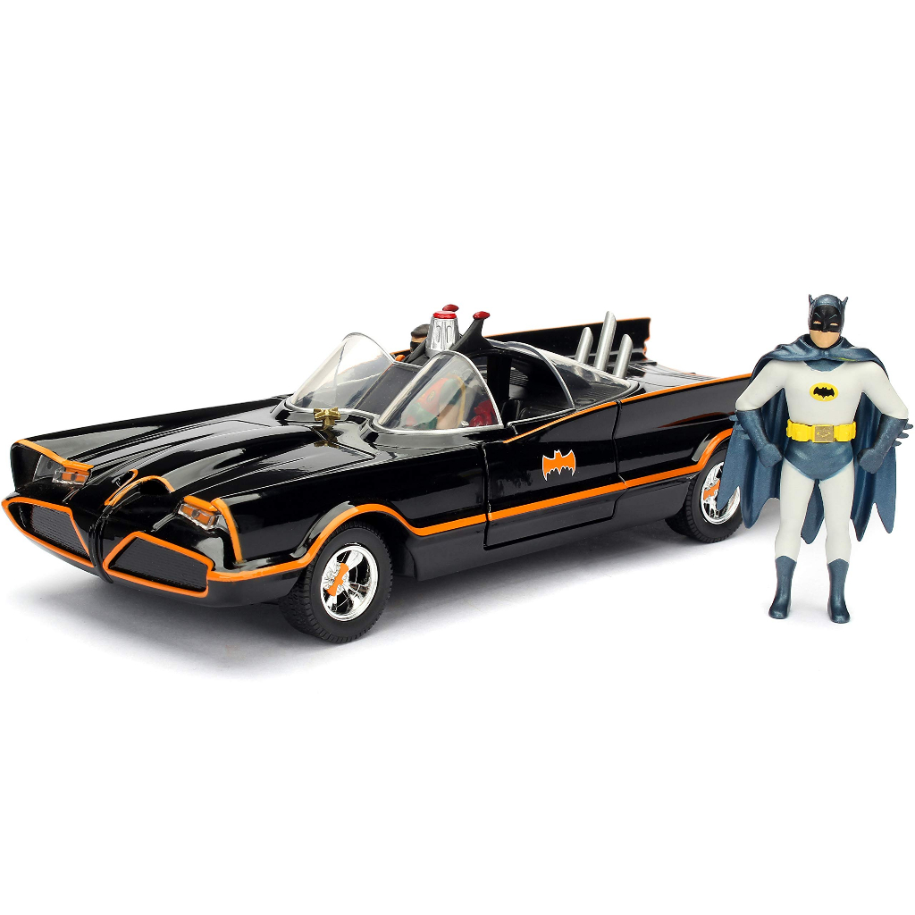 Jada Toys 98259 1966 Classic TV Series Batmobile with Batman and Robin Figures 1/24 Scale diecast Mo