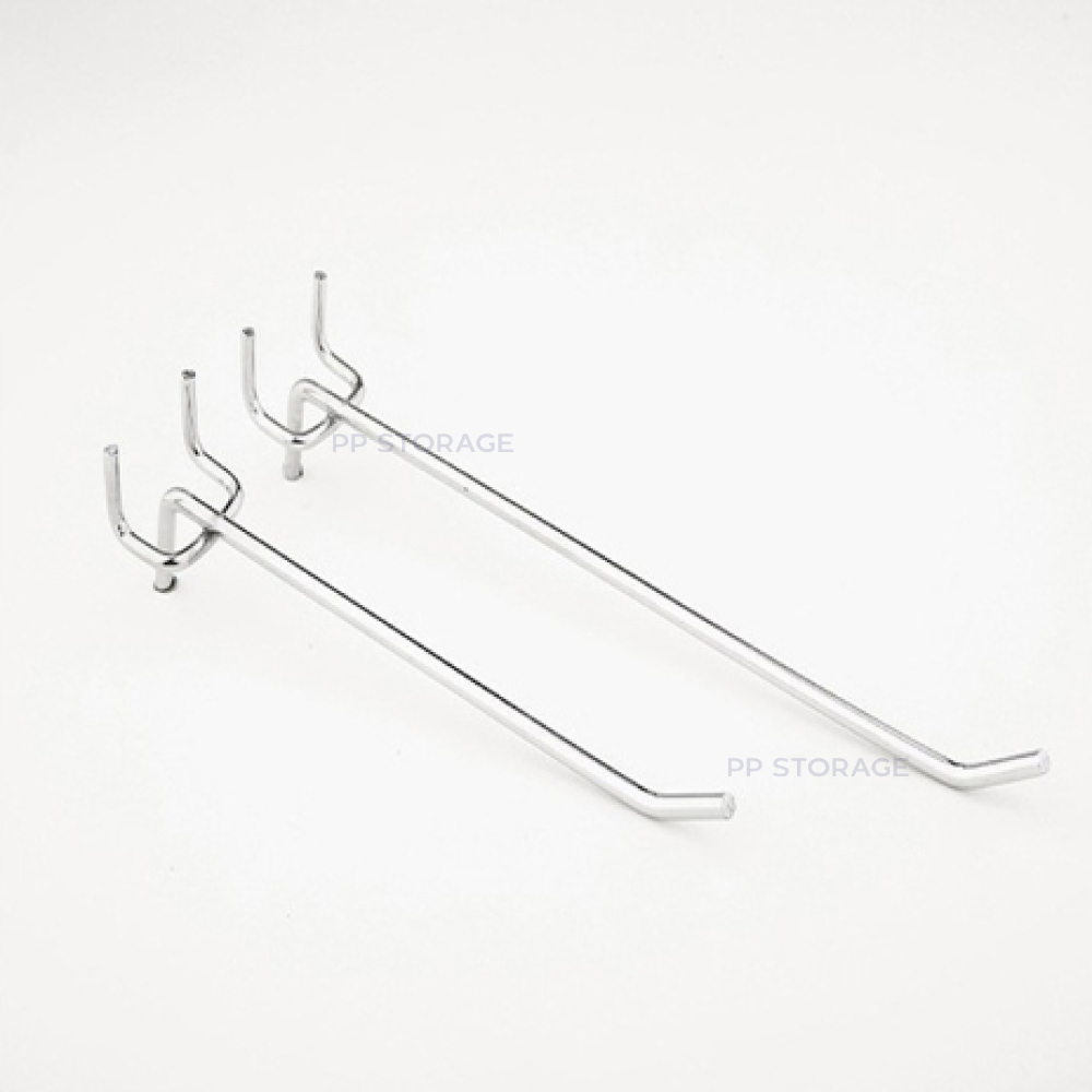 ฮุกแขวน 1ขาลวดตรงแบบตะขอกระดาน ขาเกี่ยวคู่ ยาว 2.5*20 ซม. หนา5.5mm.   10ซม/20ซม/25ซม