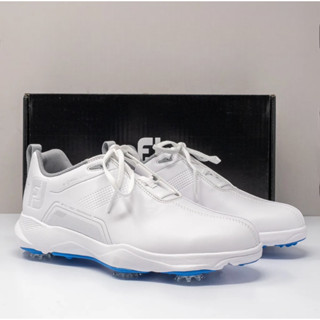 รองเท้ากอล์ฟ ผู้ชาย Footjoy E Comfort 57702 Extra Wide Waterproof White Grey Blue