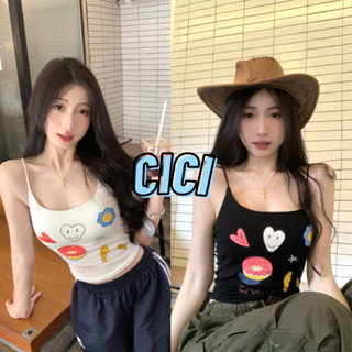 Cici(NO.Y1202งานแพง)เสื้อสายเดี่ยว มีฟองน้ำด้านใน ลายน่ารักสีสันสวยงาม เหมาะสมทุกวัย