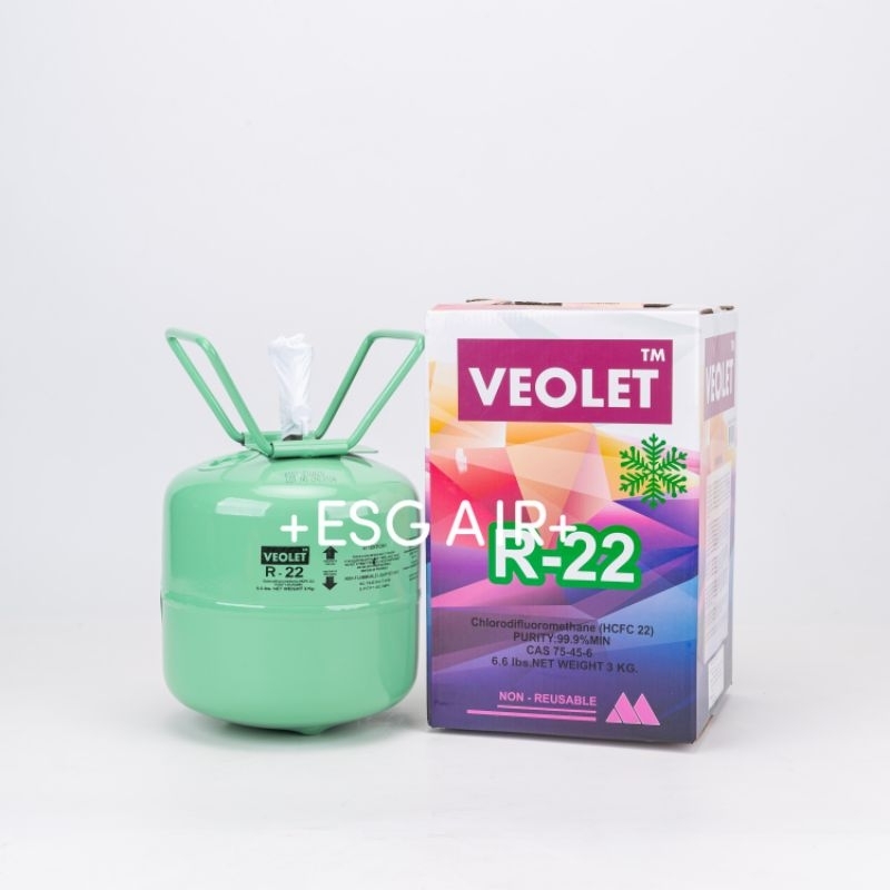 น้ำยา R22  ยี่ห้อ Veolet ขนาด 3 kg , น้ำยาหนัก 3 กืโลกรัม