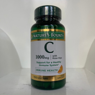 ดูแลผิวและปัญหาภูมิแพ้ ลดหวัด  Natures Bounty Vitamin C 1000 mg plus Rose hips 100 Caplets (Exp.11/2023)