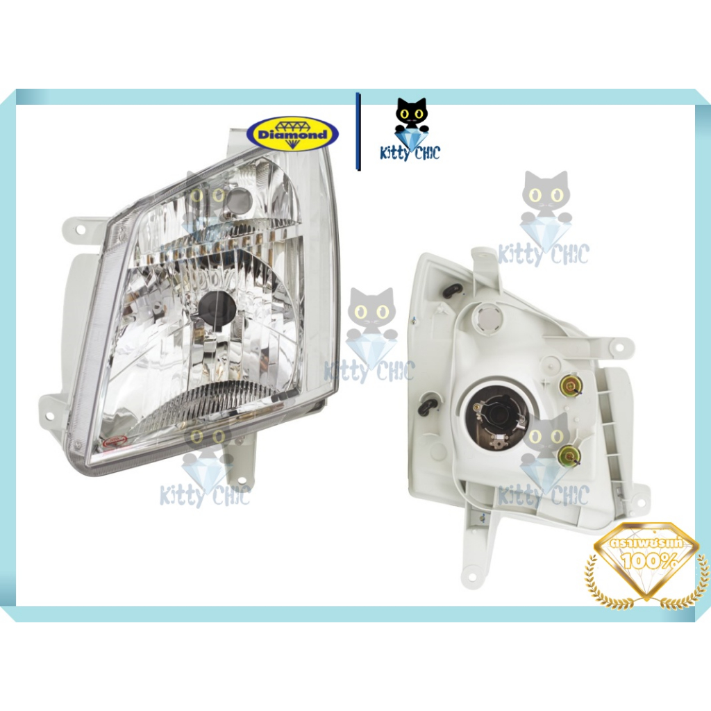 ไฟหน้า Isuzu Dmax ปี 2007-2011 รุ่นโปรเจคเตอร์ ไฟมุมสีขาว อีซูซุ ดีแมก ดีแม็ค ดีแม็ก D-max ตราเพชร
